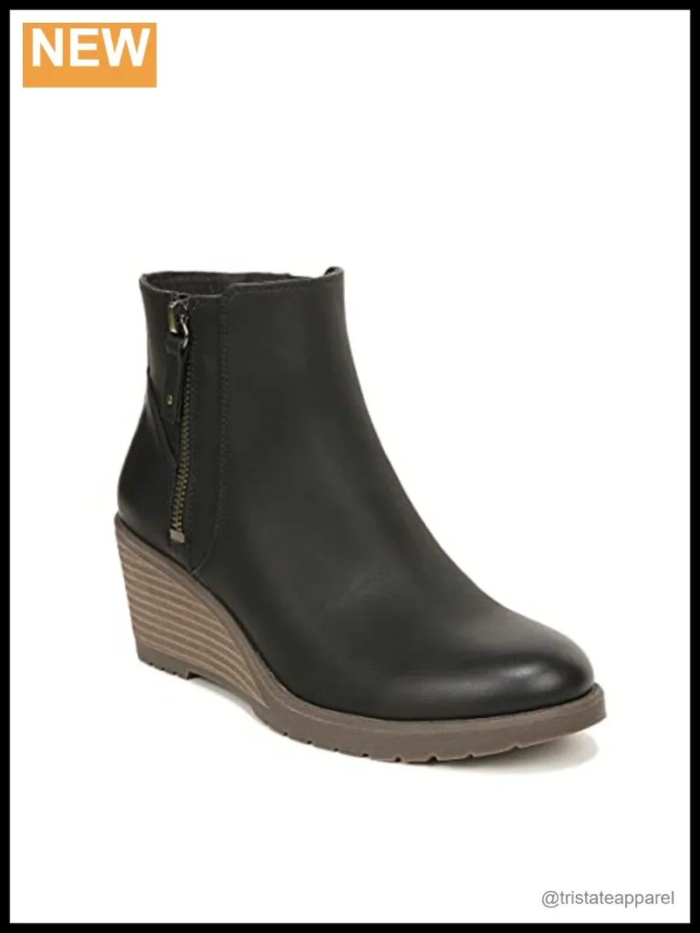 Women's Faux Leather Wedge Ankle Booties with Side Zip